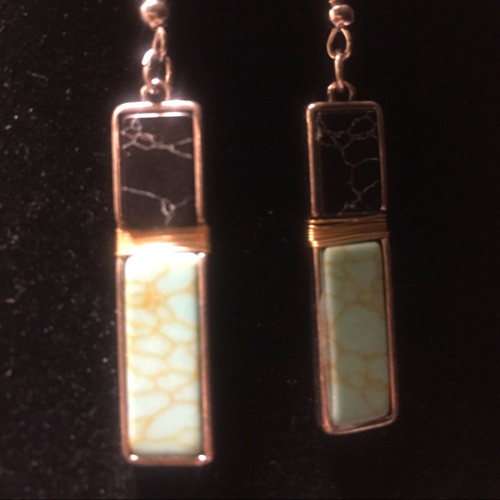 CUSTOM |925| 4cm | 2 STONE TURQUOISE & BLACK BOHO